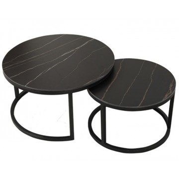 Coffee Table-  Black Marble Laminate Top - Black Leg